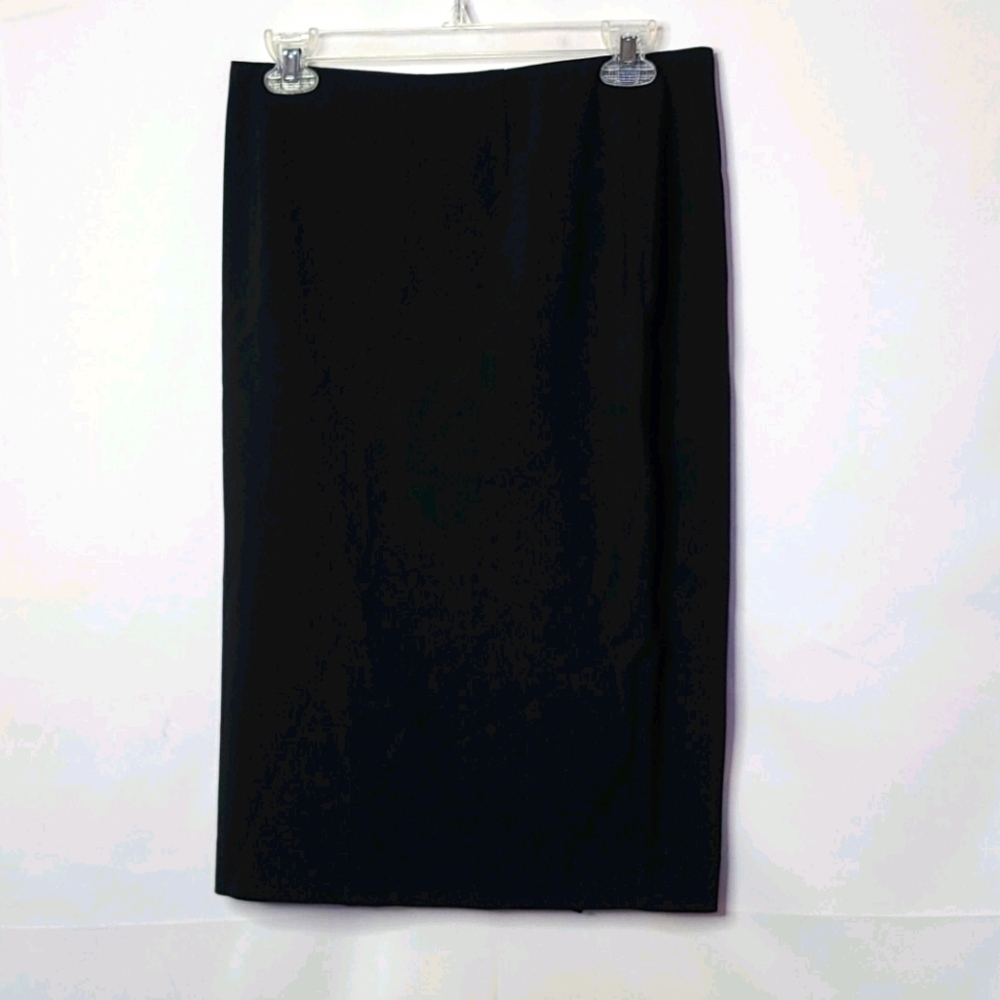 Theory black pencil skirt knee length career sz 8
